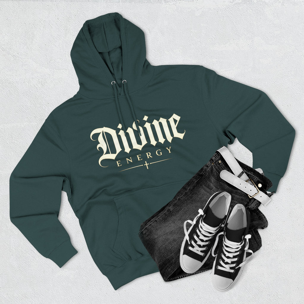 Divine Energy Hoodie — Gothic Script Faith Graphic | Wear Your Worship