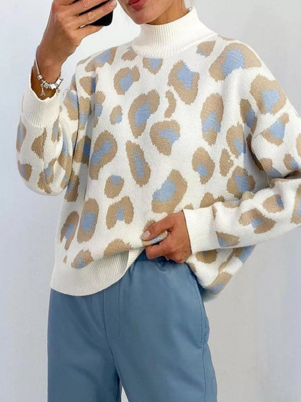 Leopard High Neck Sweater