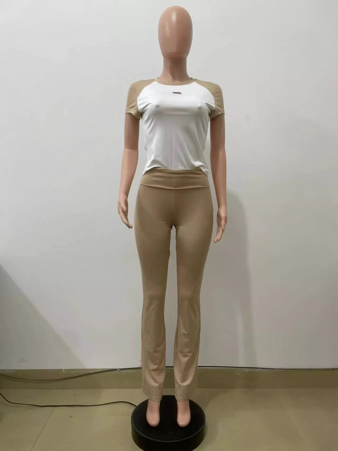 Contrast Short Sleeve Tee and Pants Set