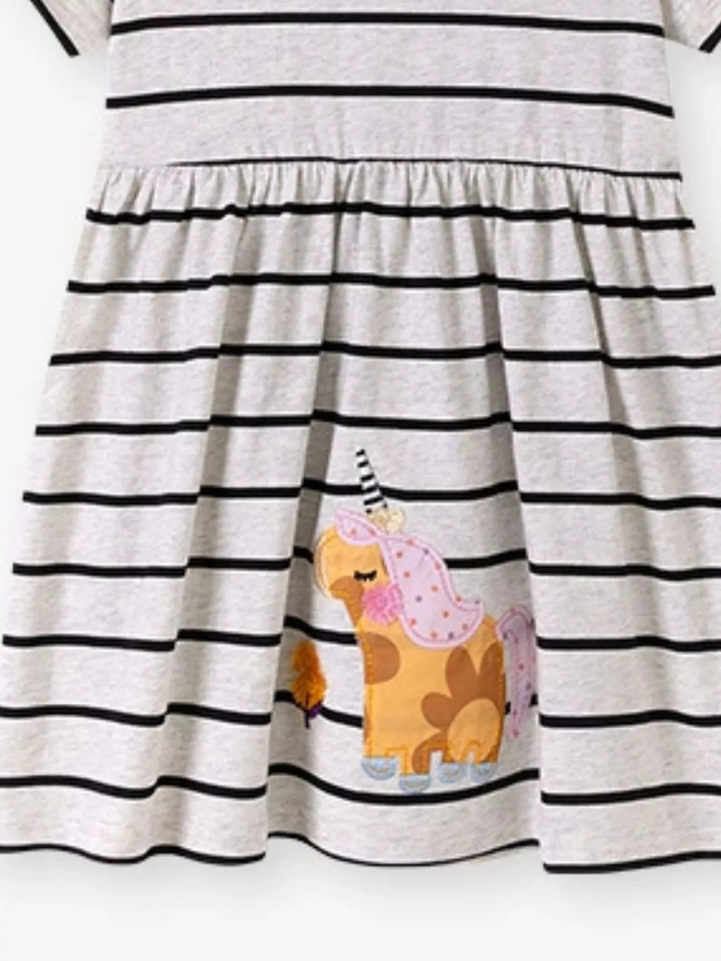 Children's Striped Unicorn Short Sleeve Casual Dress