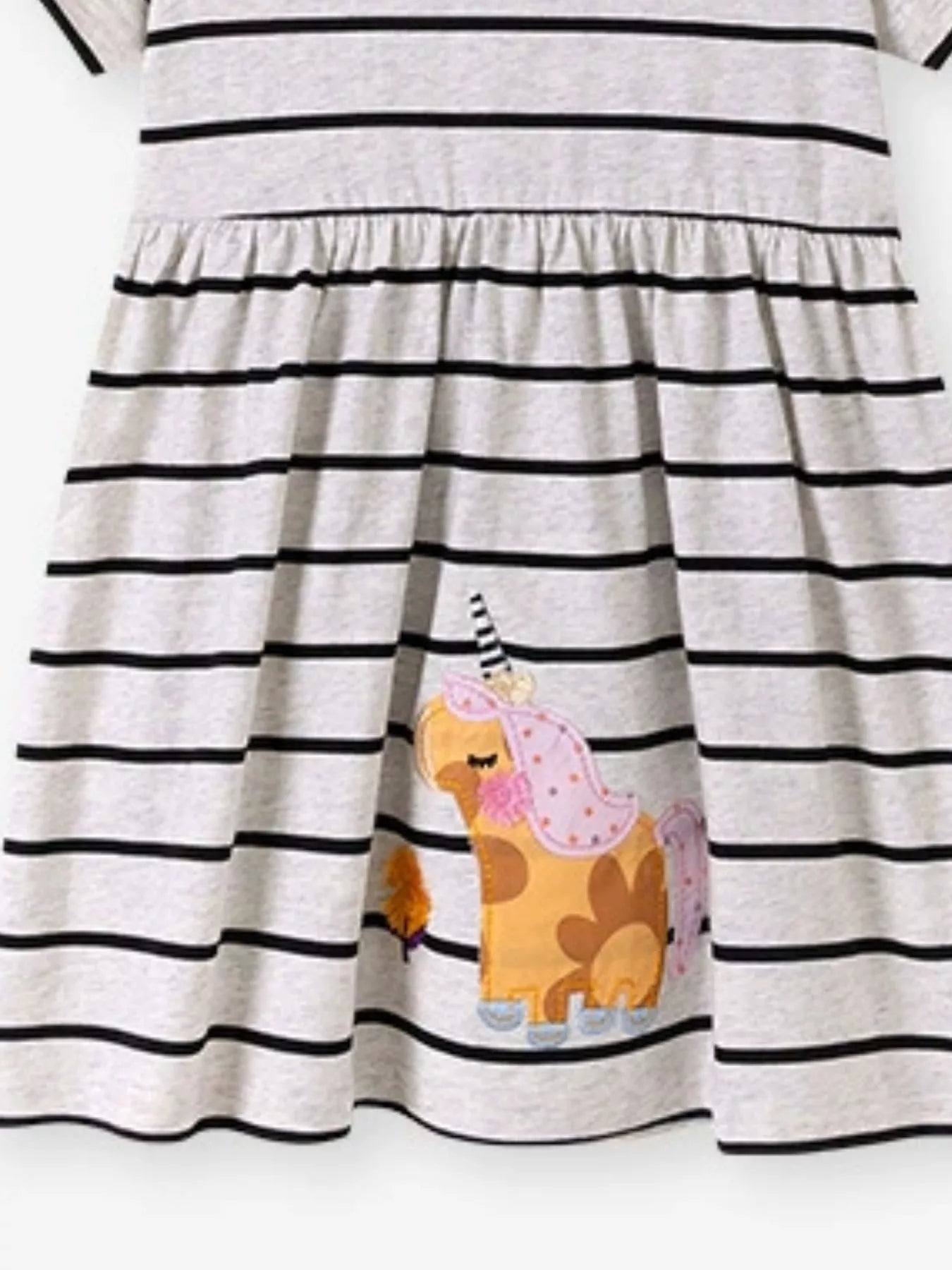 Children's Striped Unicorn Short Sleeve Casual Dress