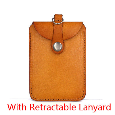 🏷️✨ Genuine Leather ID Badge Holder — Vertical Style Card Case with Lanyard, Keychain or Pull Buckle ✨🏷️
