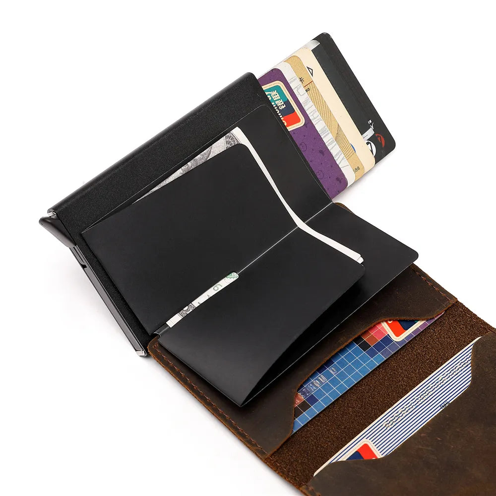 👜✨ Genuine Leather Men's Wallet with Apple AirTag Case — Multi-Card Holder & Money Clip ✨👜