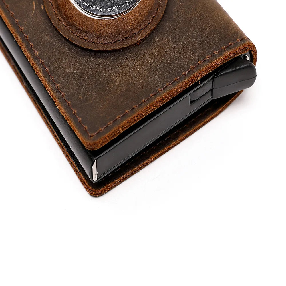 👜✨ Genuine Leather Men's Wallet with Apple AirTag Case — Multi-Card Holder & Money Clip ✨👜