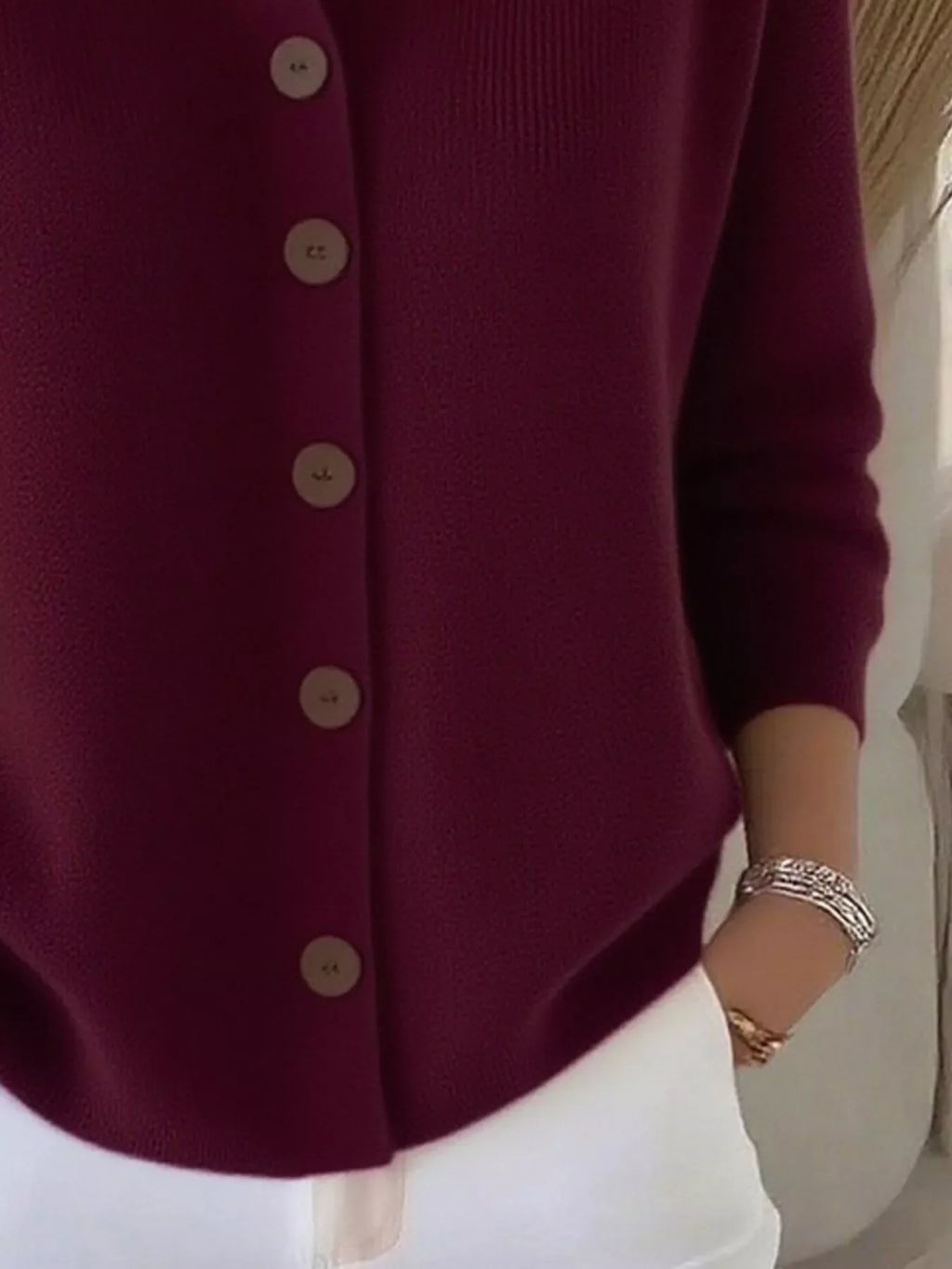 Full Size Button-Down Knit Cardigan Plus Size