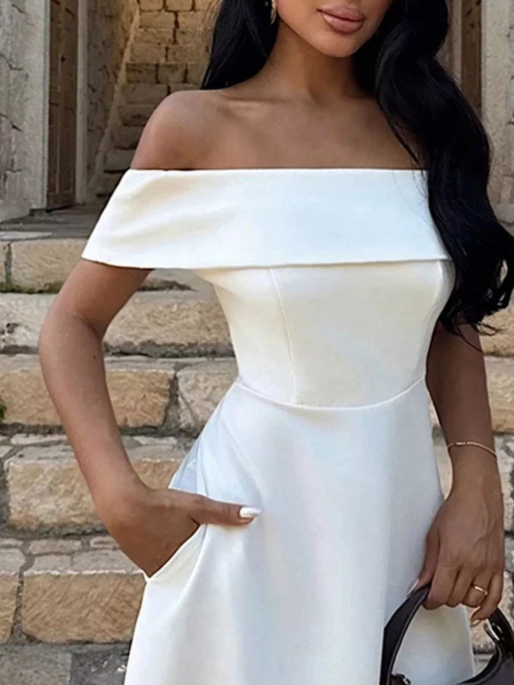 Off-Shoulder A-Line Maxi Dress