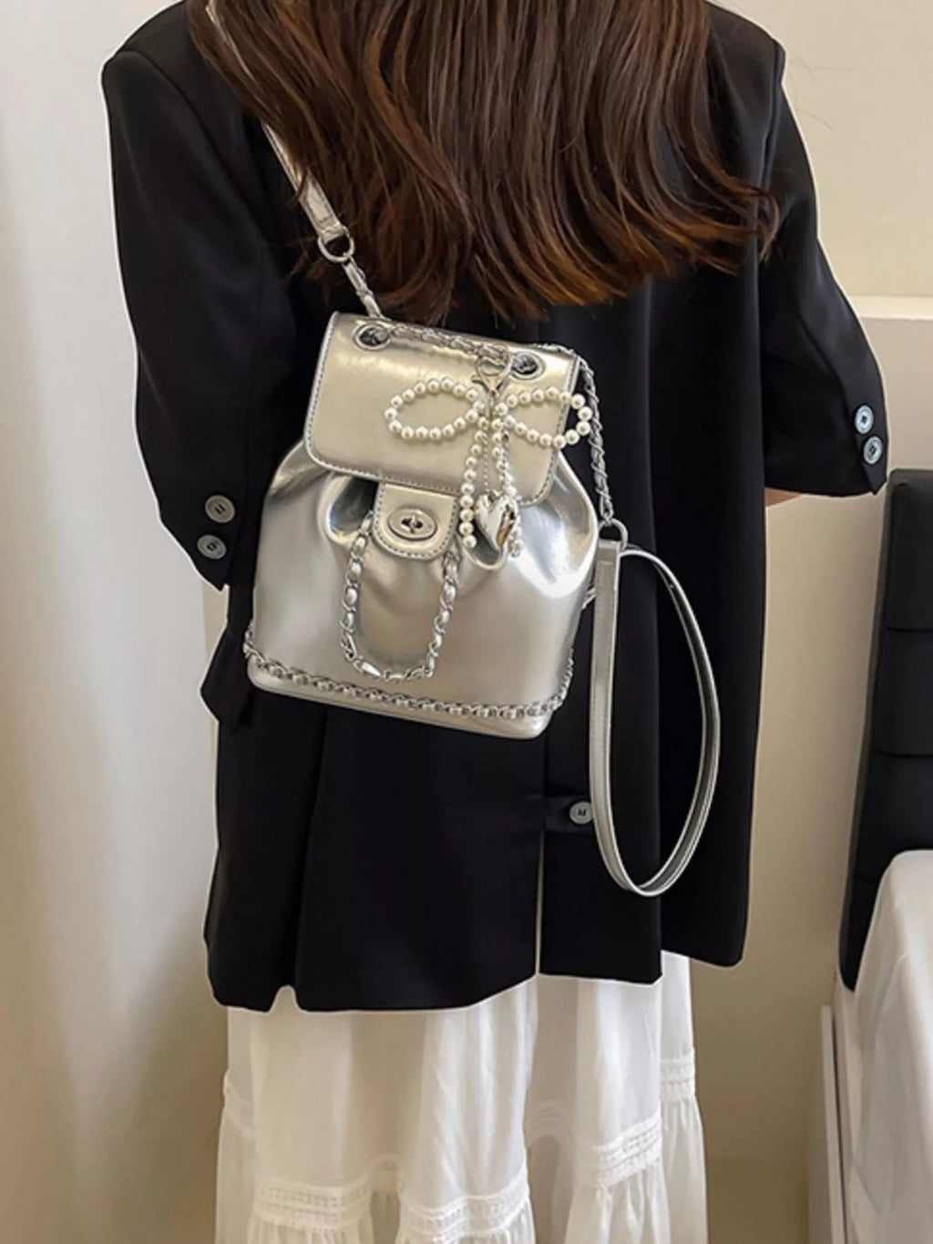 Pearl Decor Backpack Bag