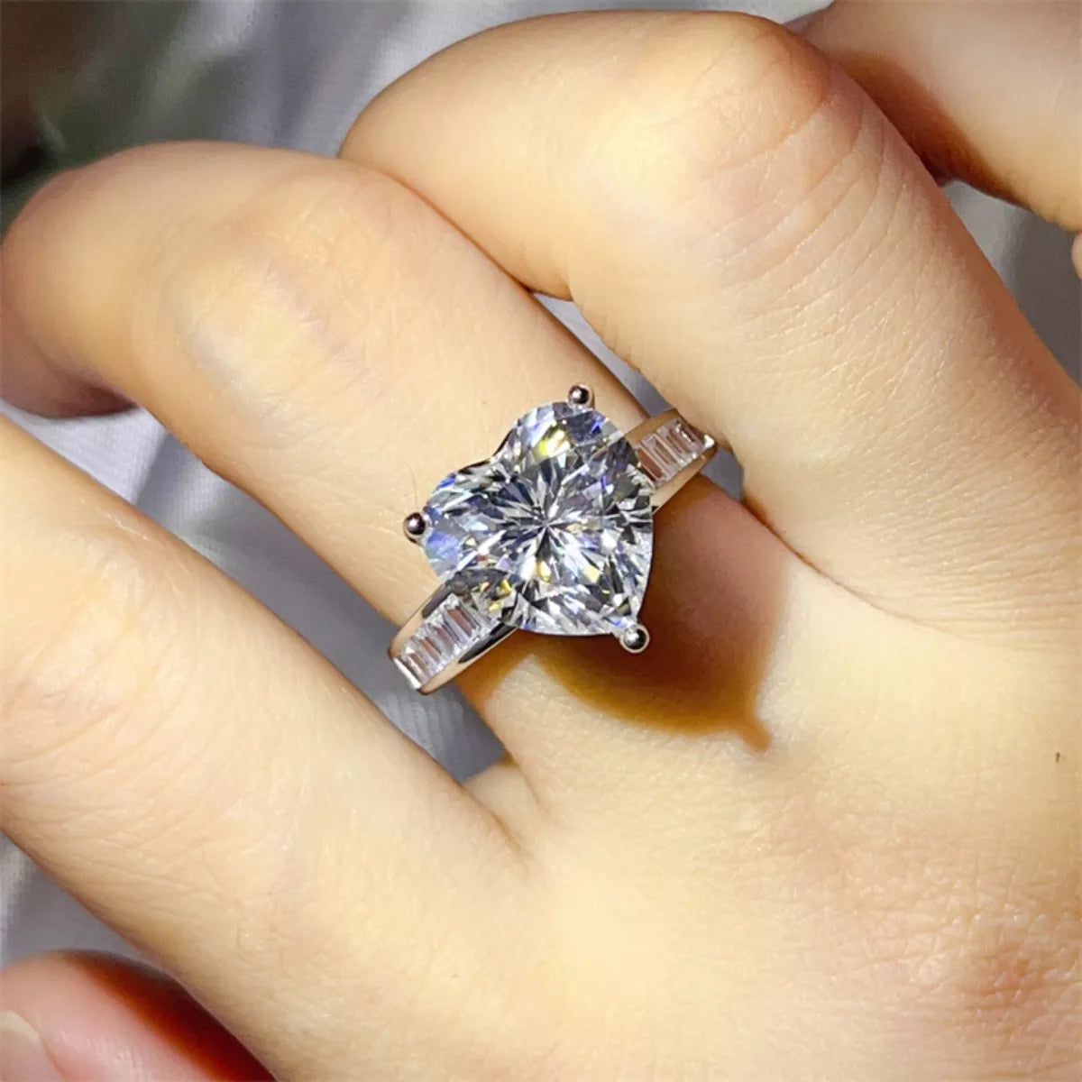 5 Carat Moissanite 925 Sterling Silver Heart Ring
