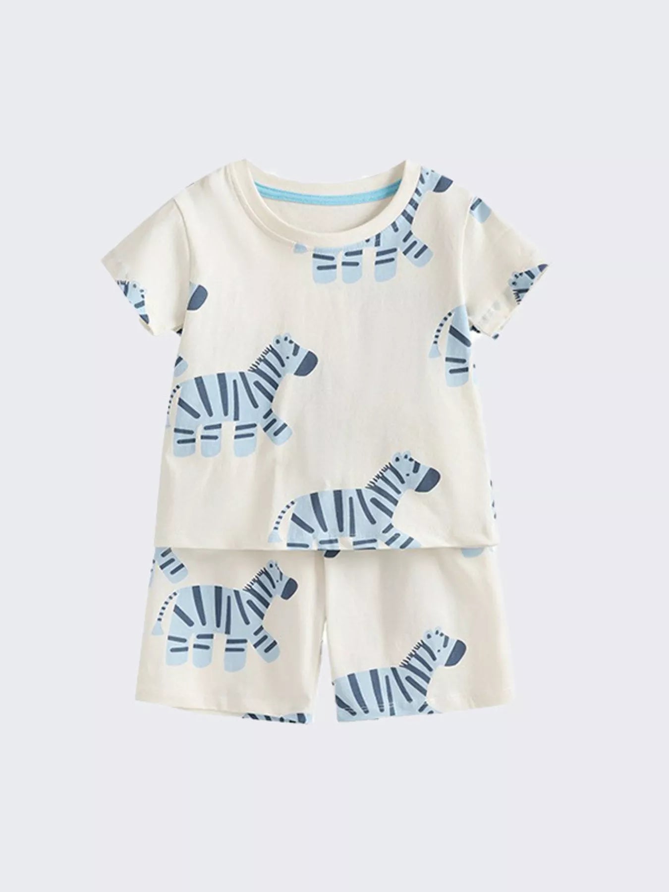 Children's Zebra Print Casual Tee and Shorts Set