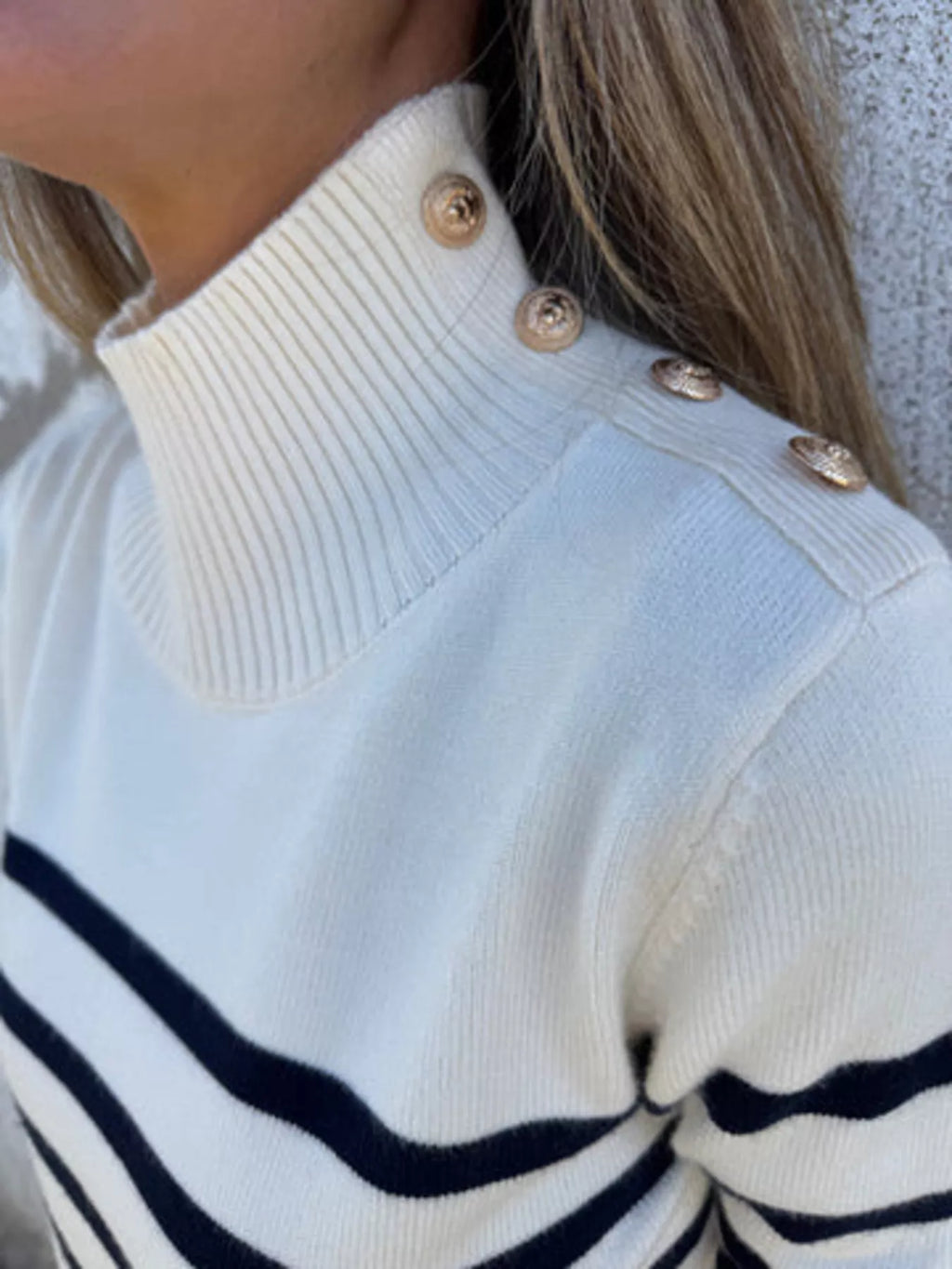 Full Size Striped Turtleneck Long Sleeve Sweater Plus Size