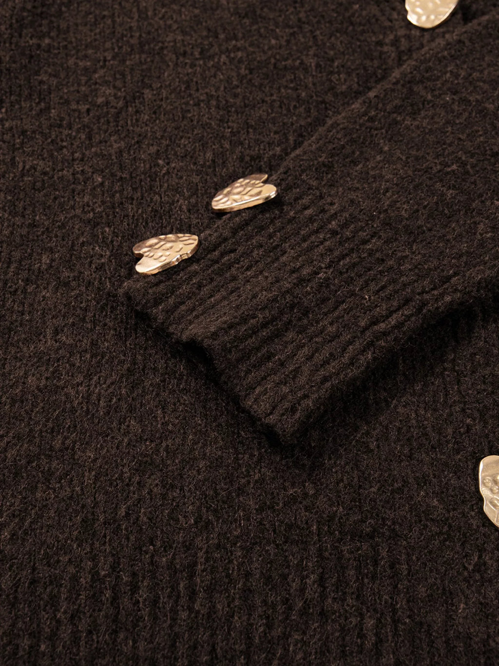 Heart Metal Button V Neck Cardigan Sweater