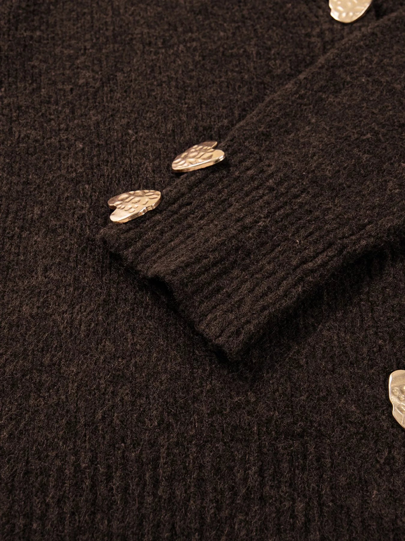 Heart Metal Button V Neck Cardigan Sweater