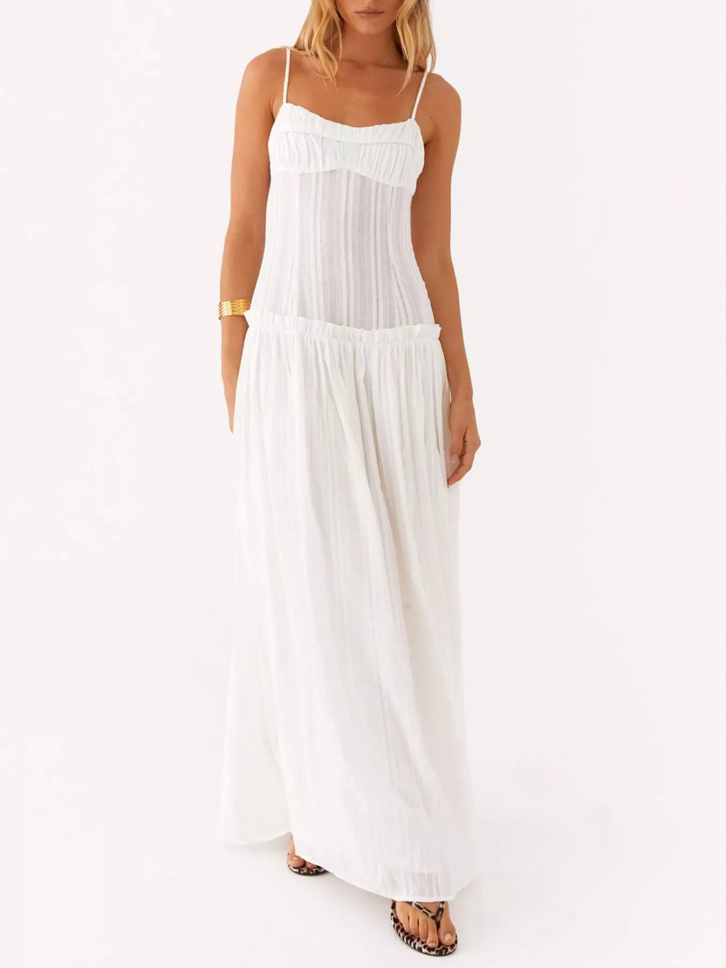 Ruched Spaghetti Strap Maxi Dress