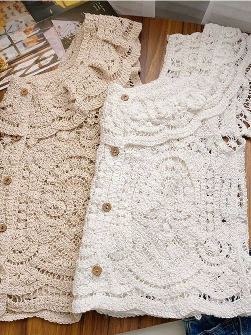 Crochet Lace Button Up Cardigan