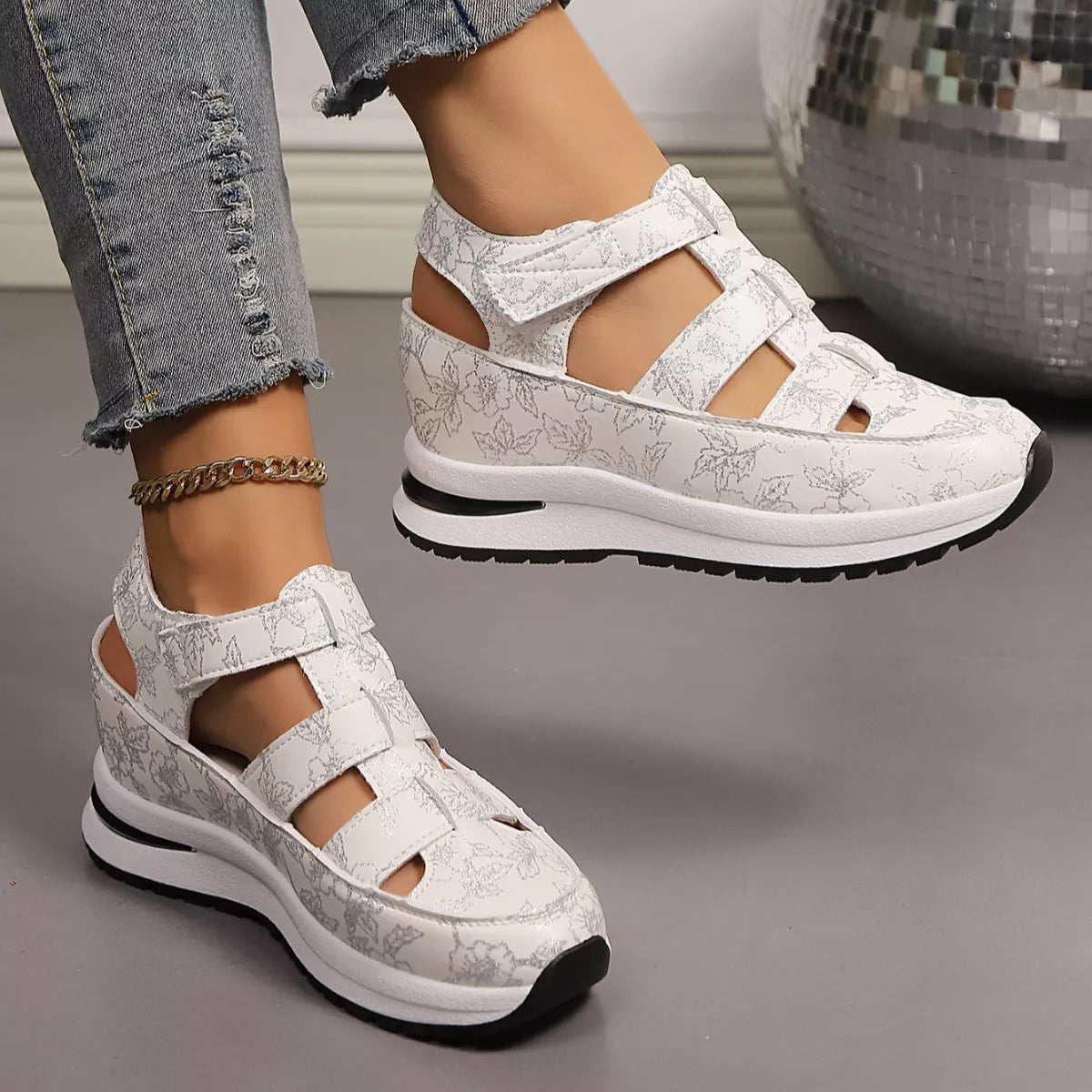 Cutout Wedge Sandals