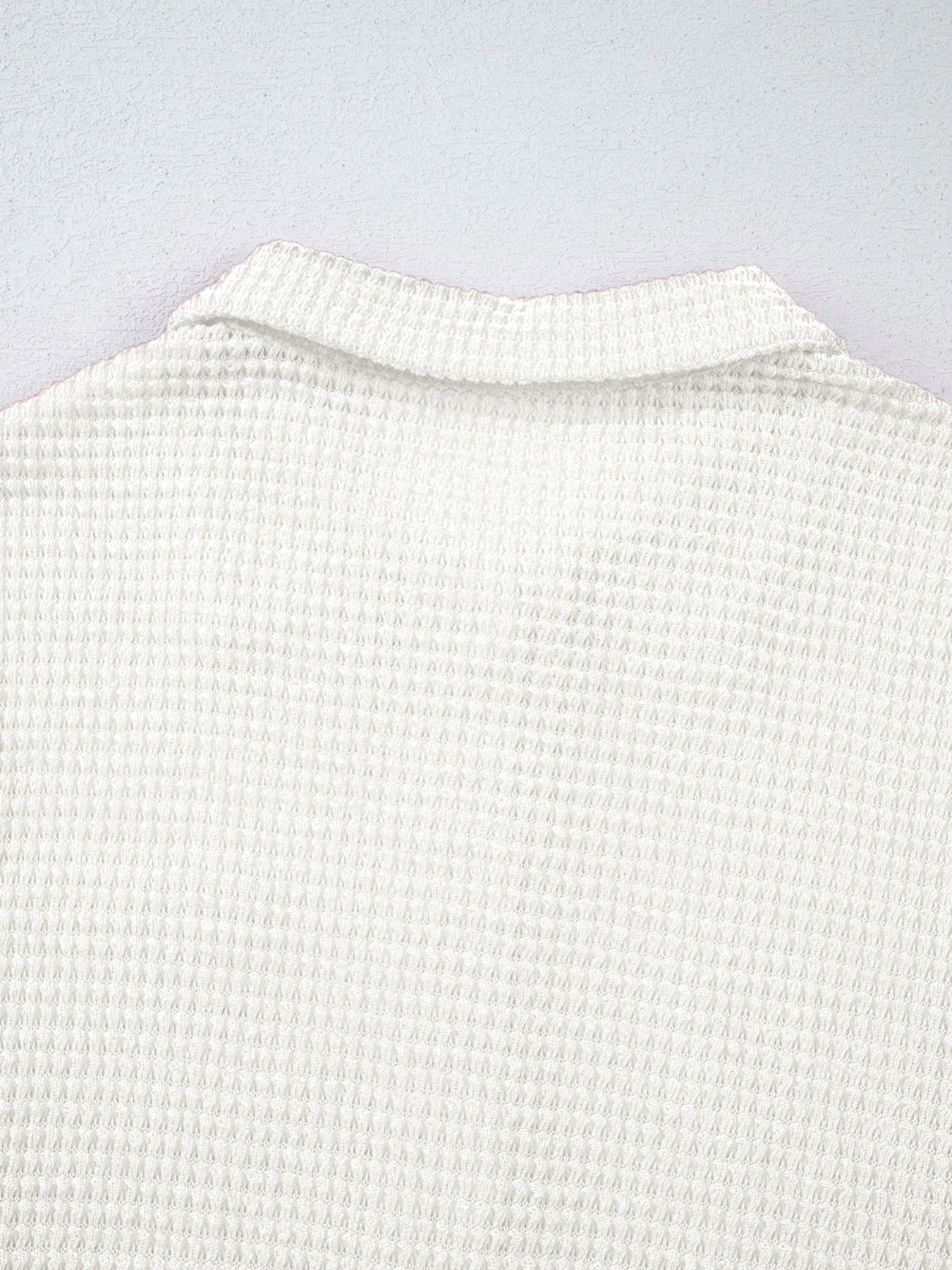 Waffle Knit Button Detail Top