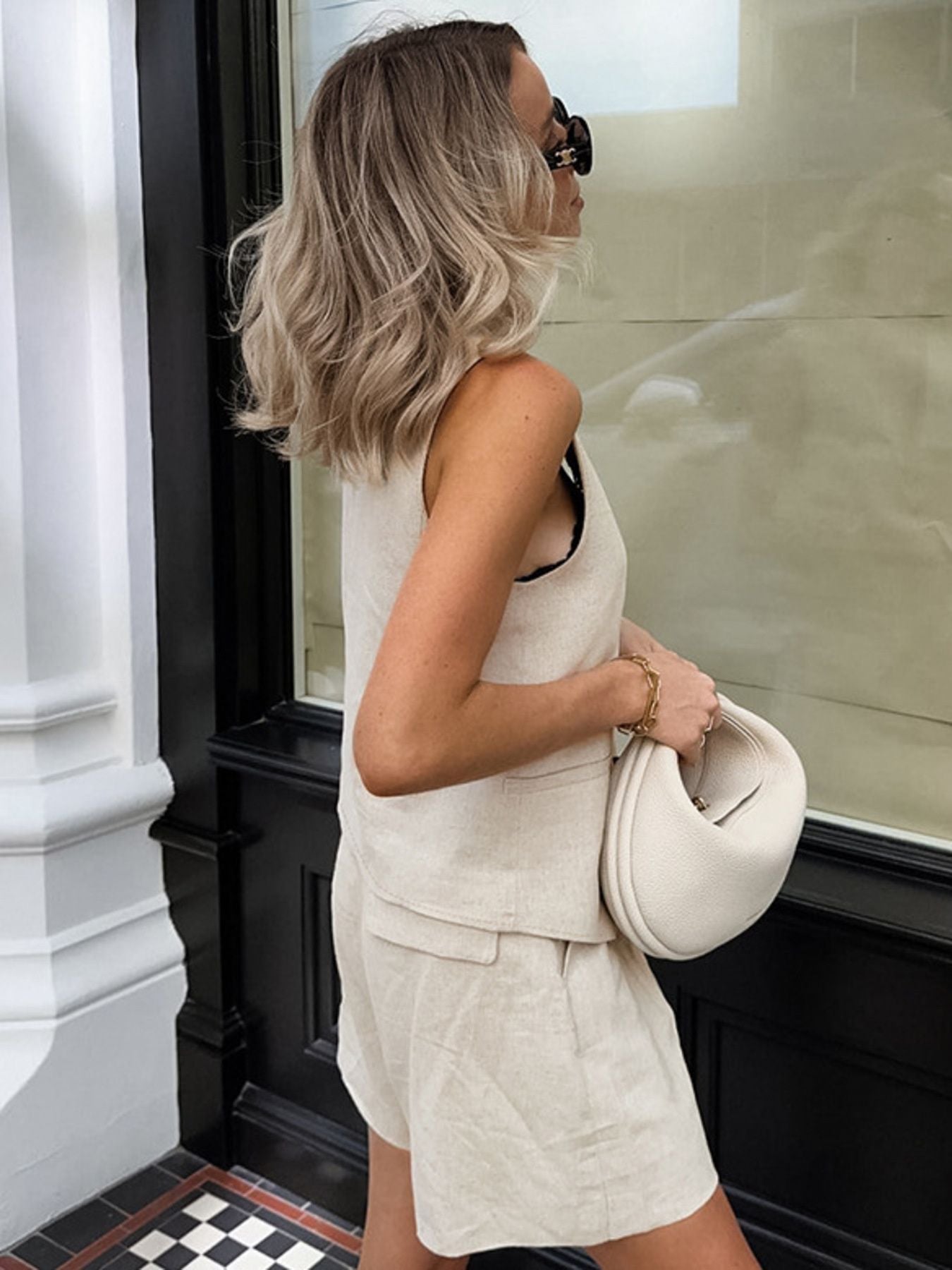 Button Up Vest and Shorts Set