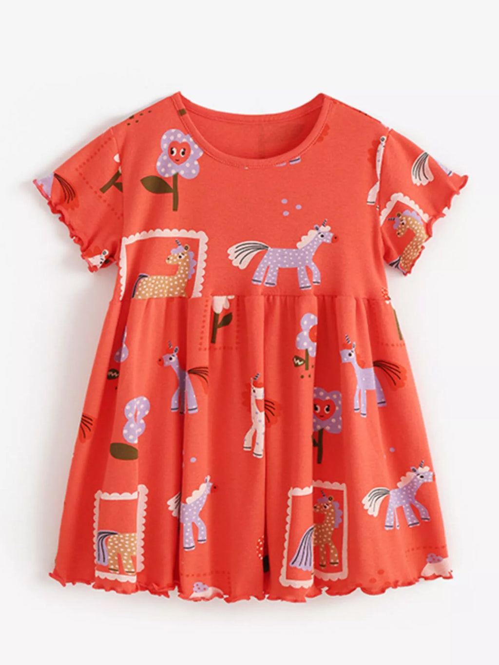 Children's Cartoon Horse Print Casual Dress