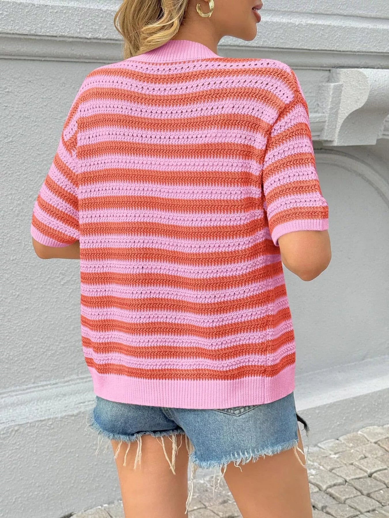 Striped Button Up Cardigan