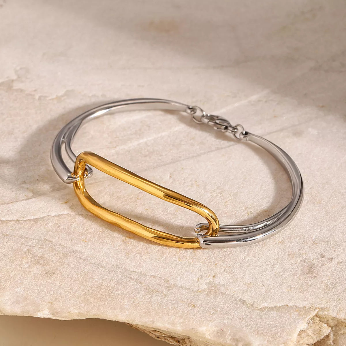 Two-Tone Geometric Link Bracelet