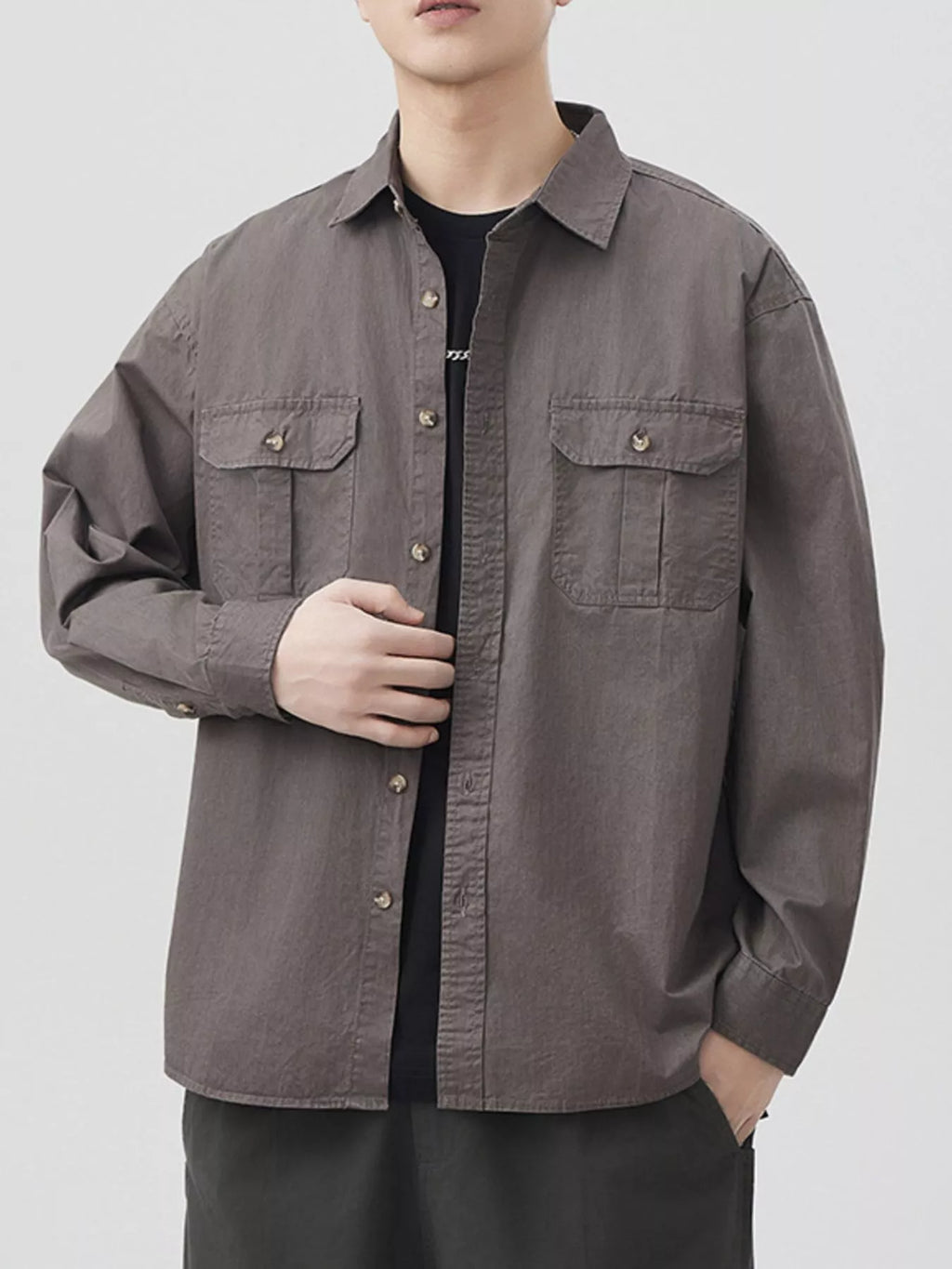 Men's Plus Size Button Up Long Sleeve Shirt