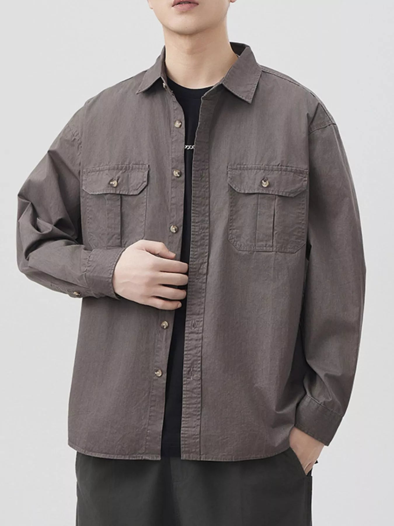 Men's Plus Size Button Up Long Sleeve Shirt