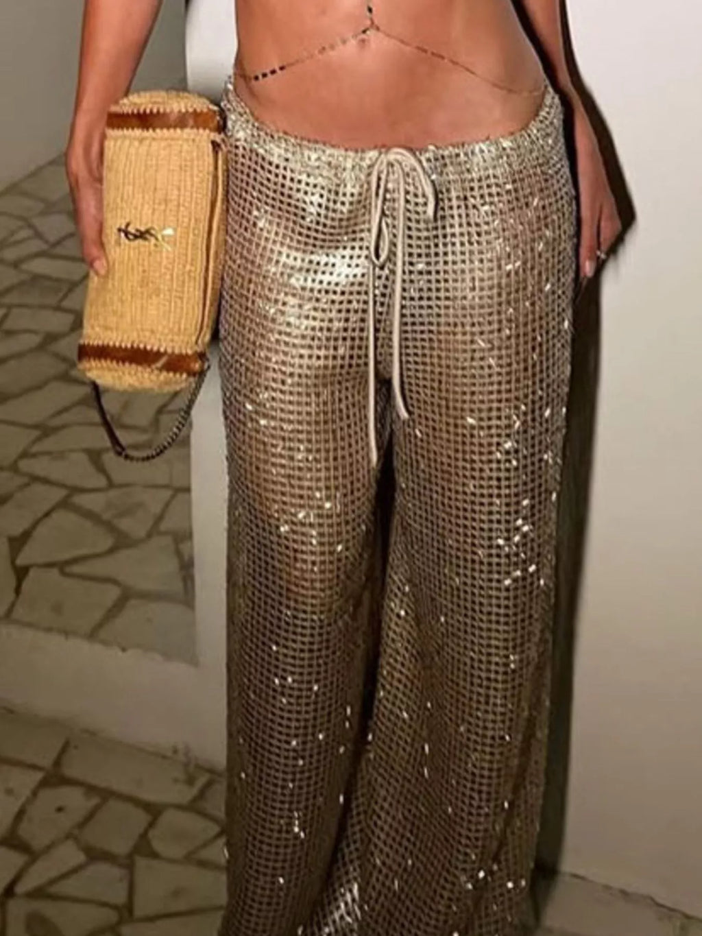 Drawstring Wide Leg Pants