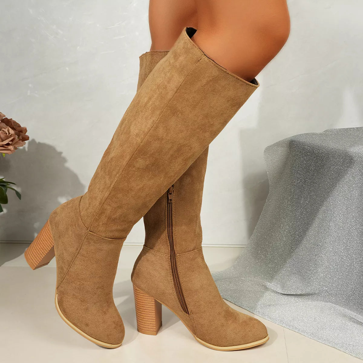 Point Toe Block Heels Boots