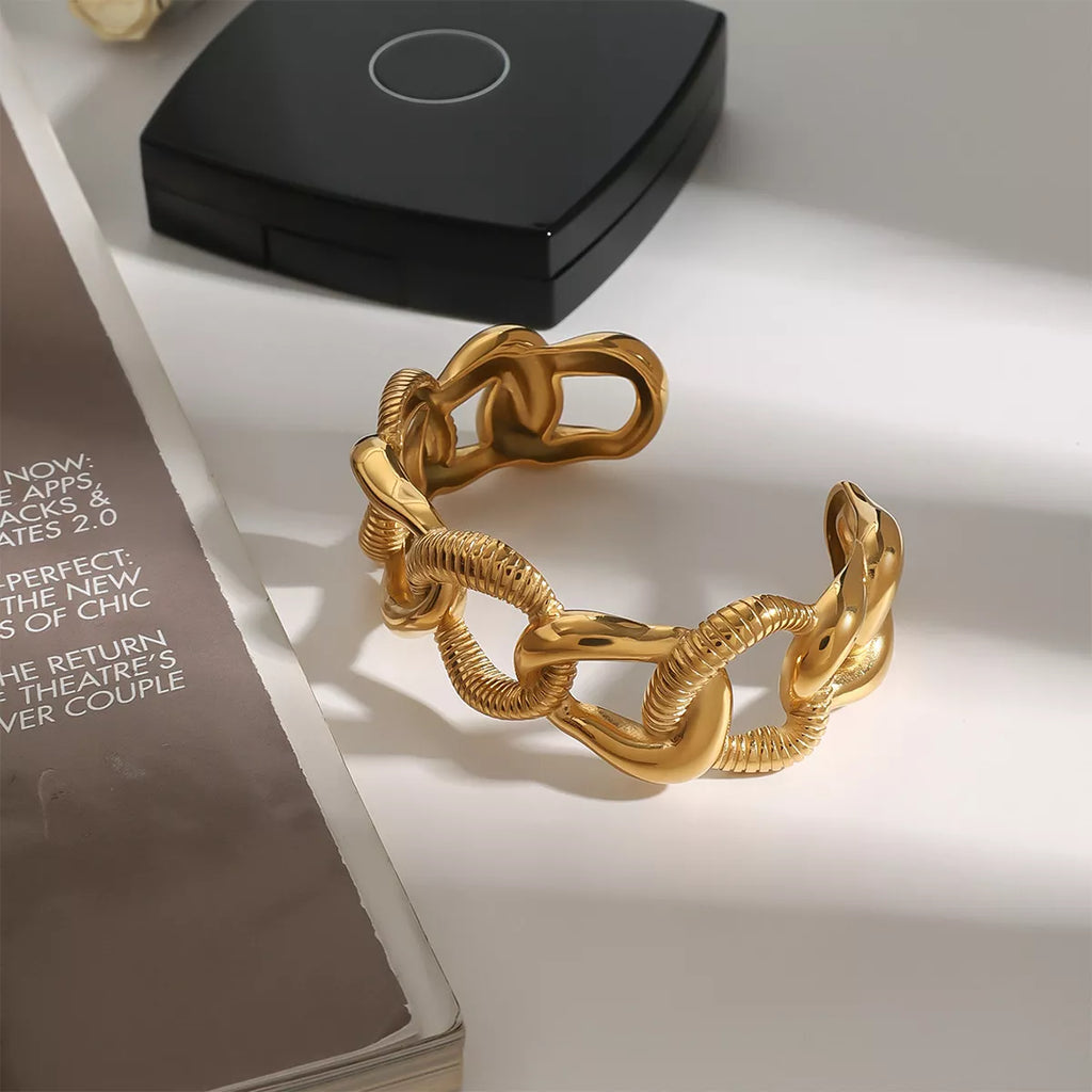 18K Gold-Plated Chain Link Open Bracelet