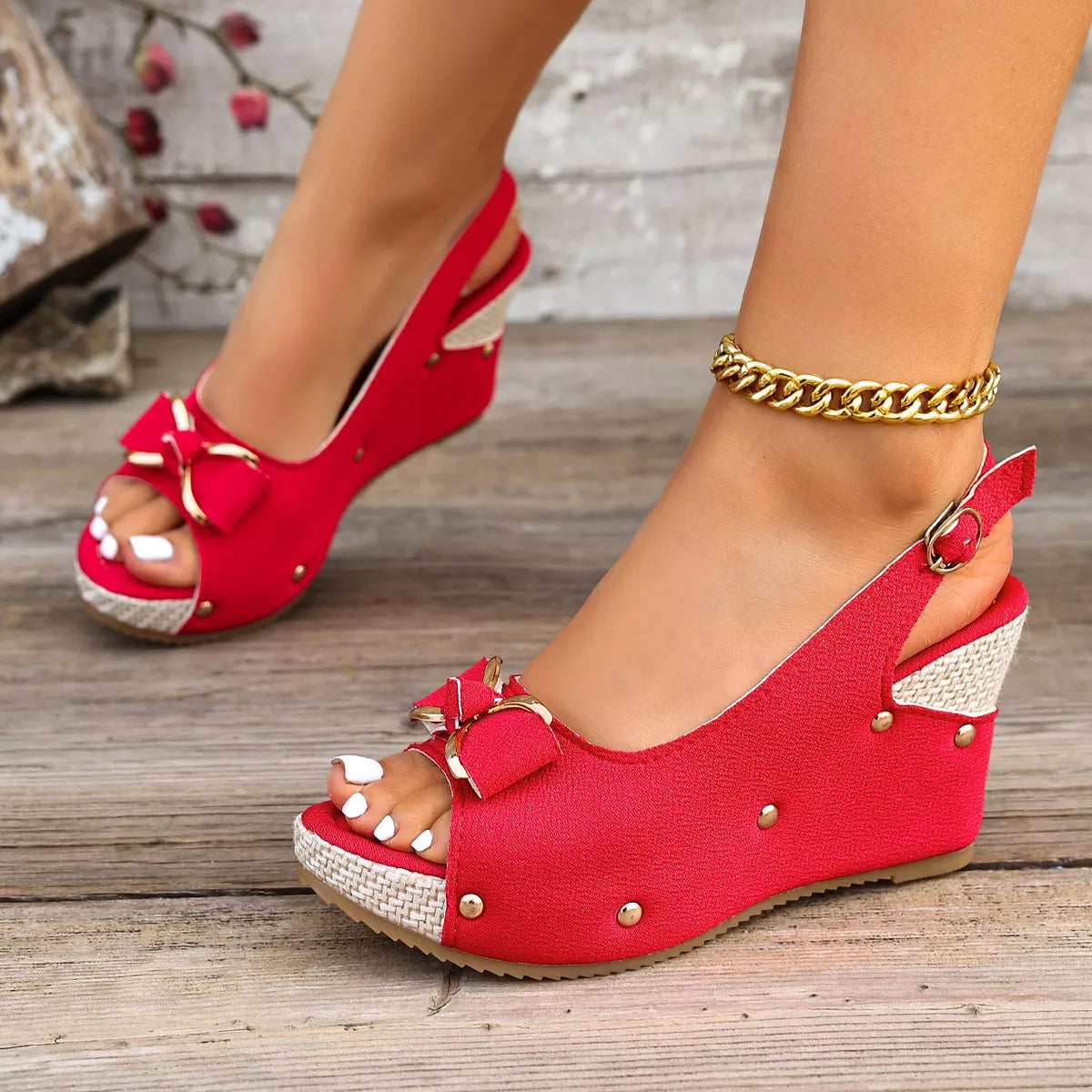 Peep Toe Wedge Sandals