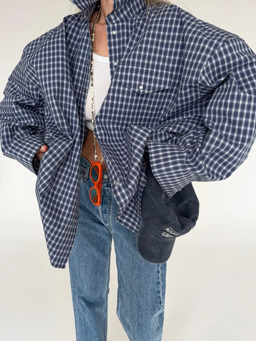 Oversized Plaid Button Up Shirt