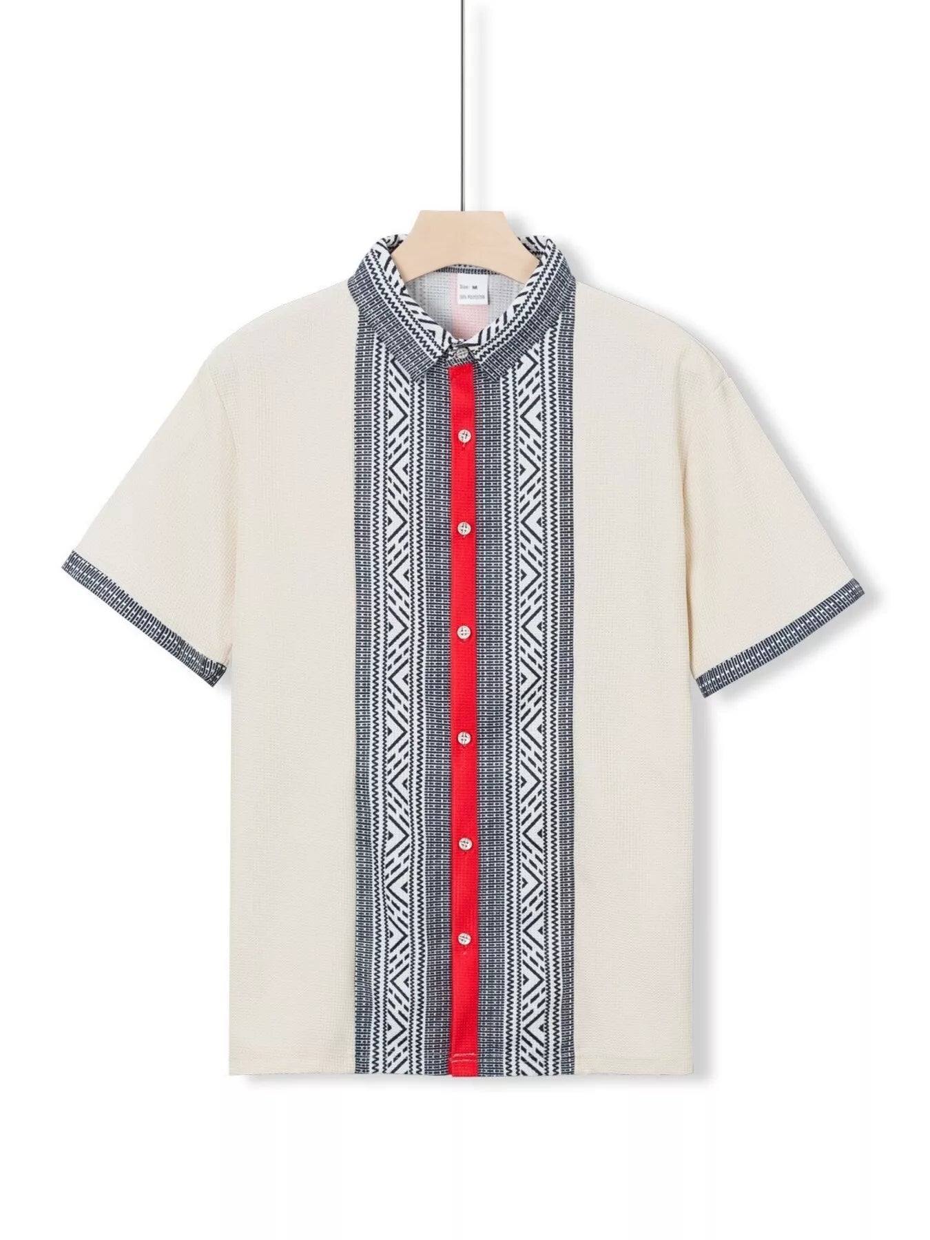 Men's Full Size Casual Geometric Print Short Sleeve Shirt Plus Size