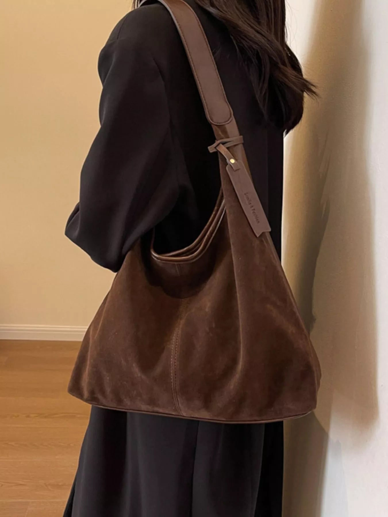 Adjustable Strap Corduroy Shoulder Bag