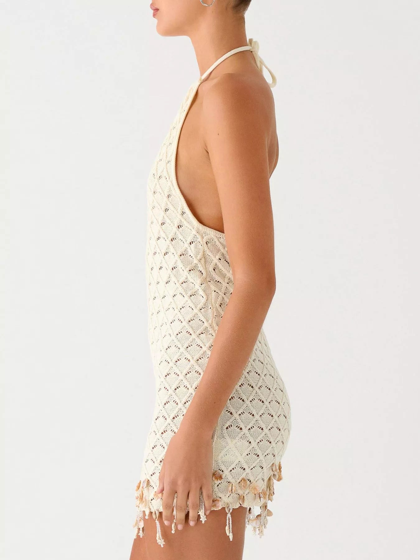 Openwork Halter Neck Mini Dress