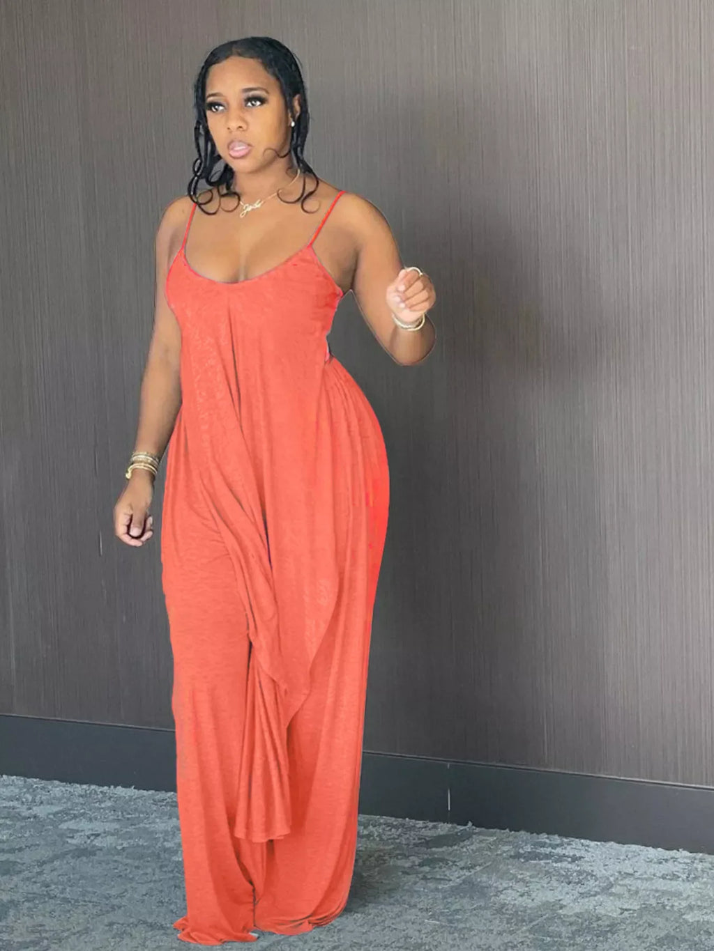 Full Size Asymmetrical Hem Cami and Pants Set Plus Size