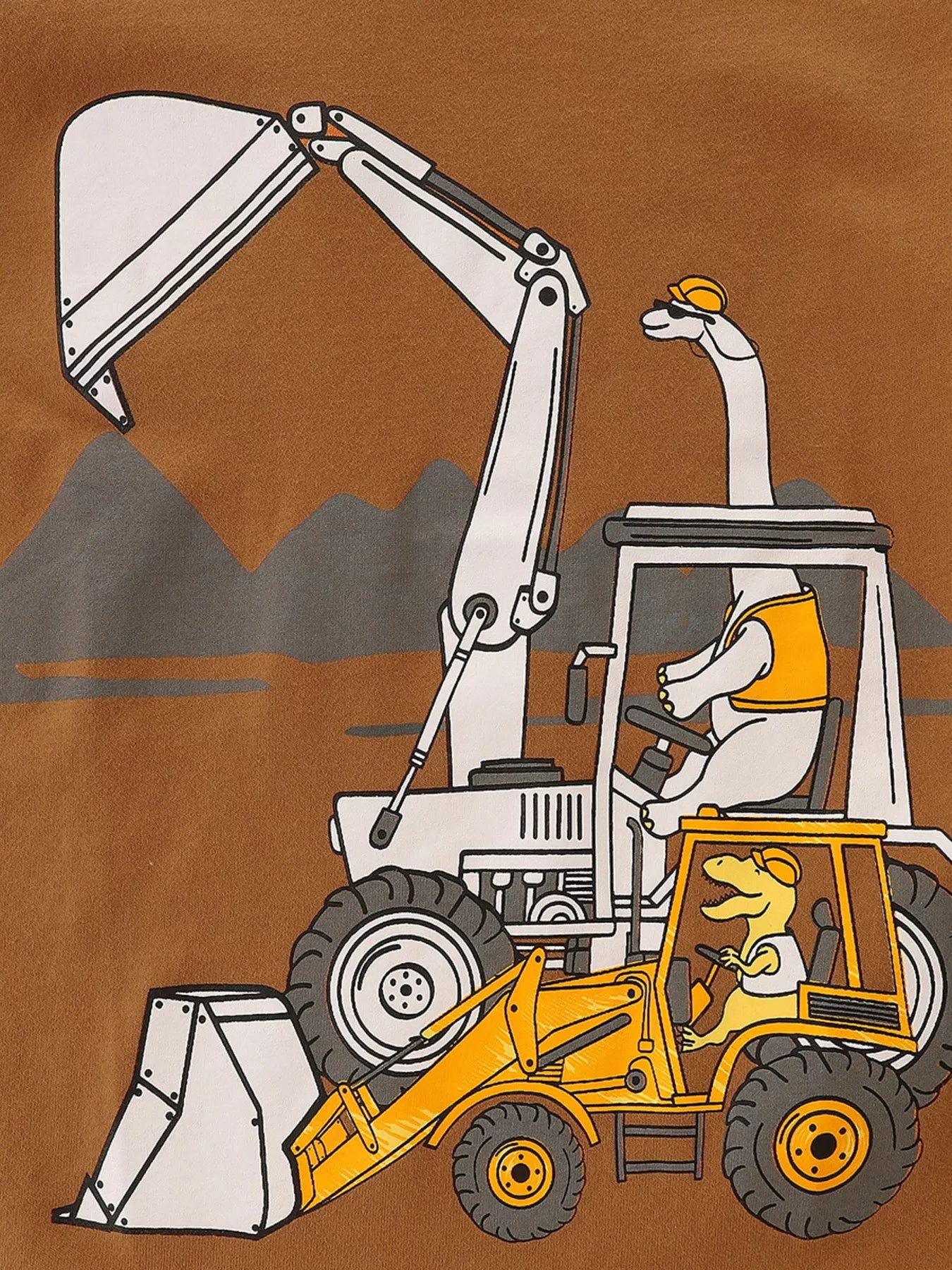 Children's Excavator & Dinosaur Graphic T-Shirt