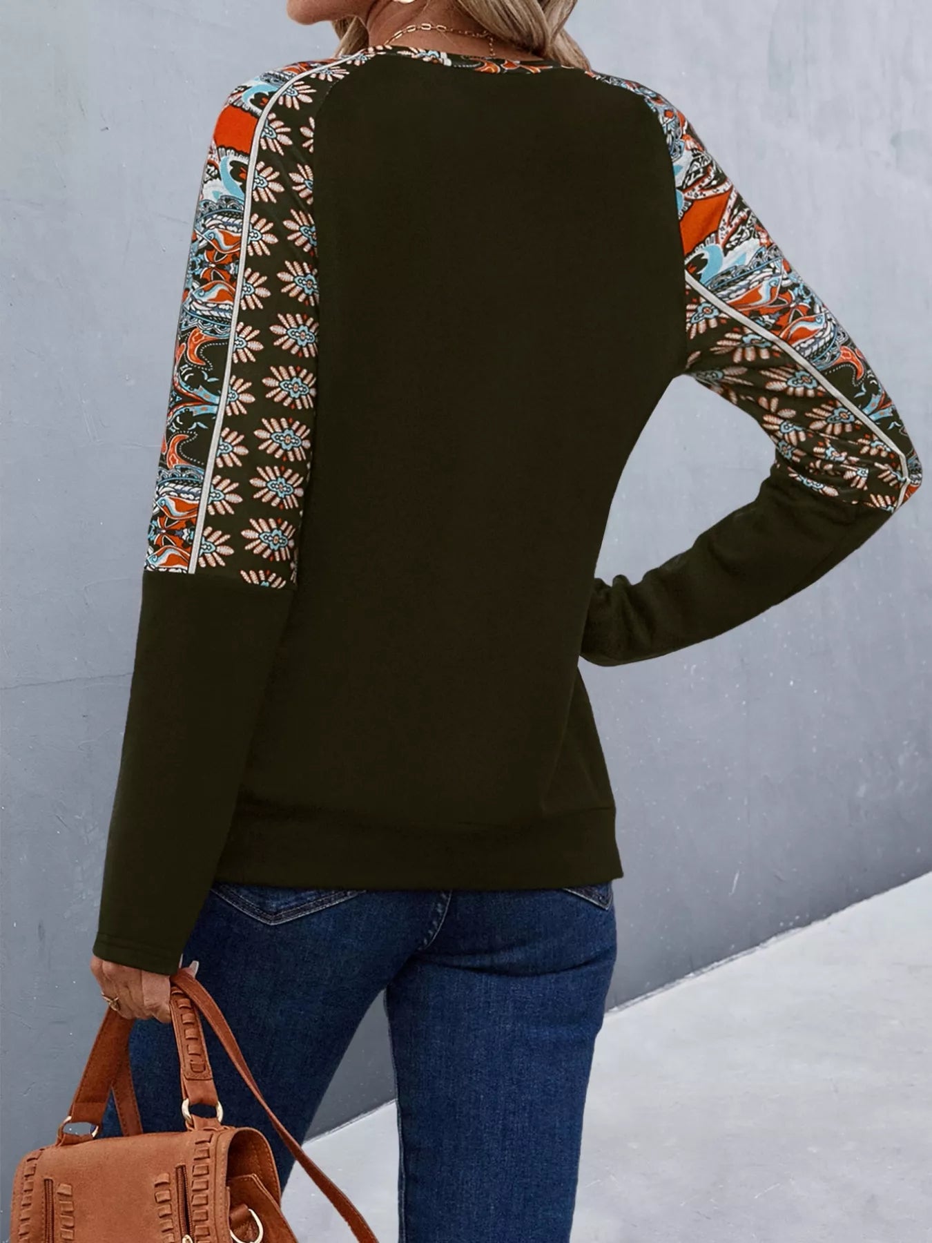 Printed Raglan Sleeve Round Neck T-Shirt