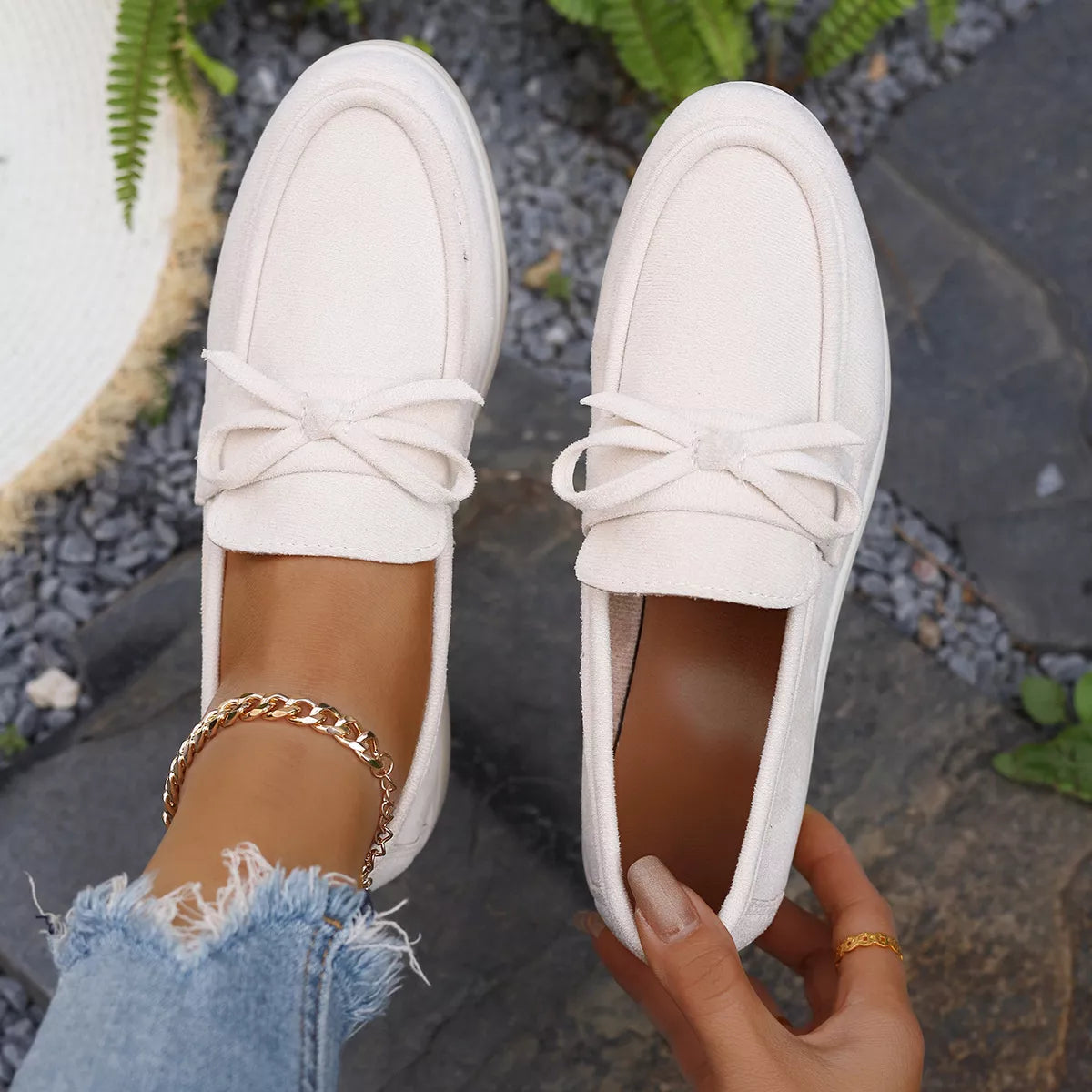 Bow Round Toe Slip-Ons