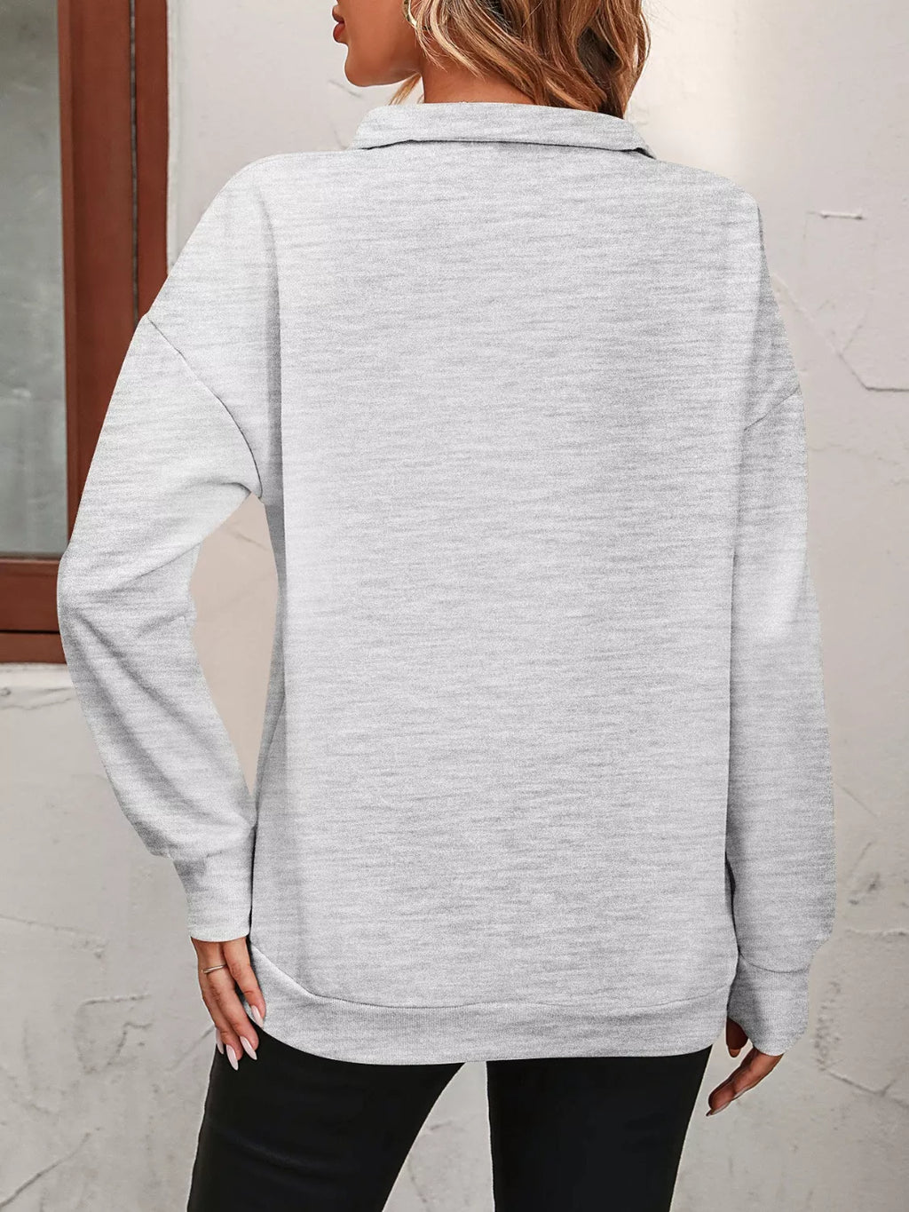 Quarter Zip Dropped Shoulder Sweatshirt