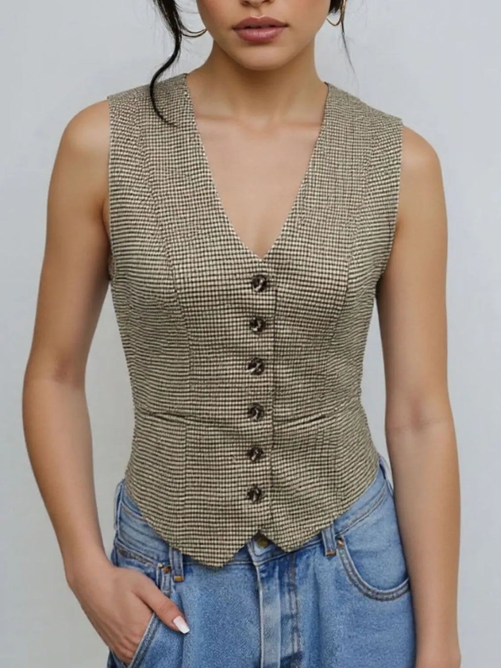 Plaid Button Down Vest