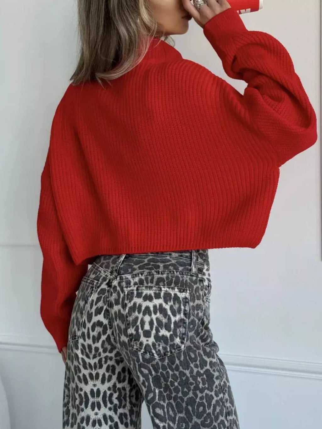 Half Zip Dropped Shoulder Sweater