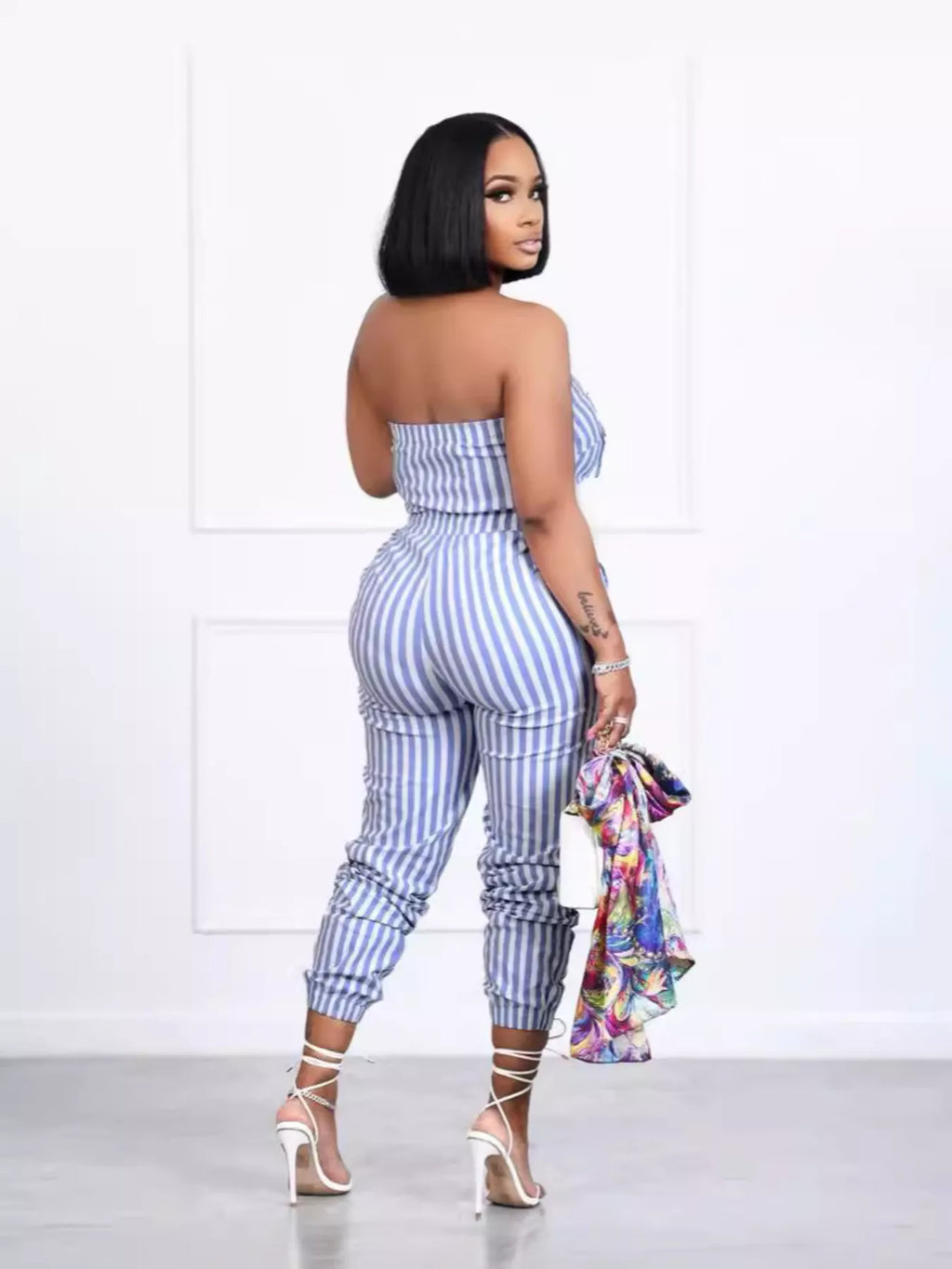 Striped Tube Casual Jumpsuit