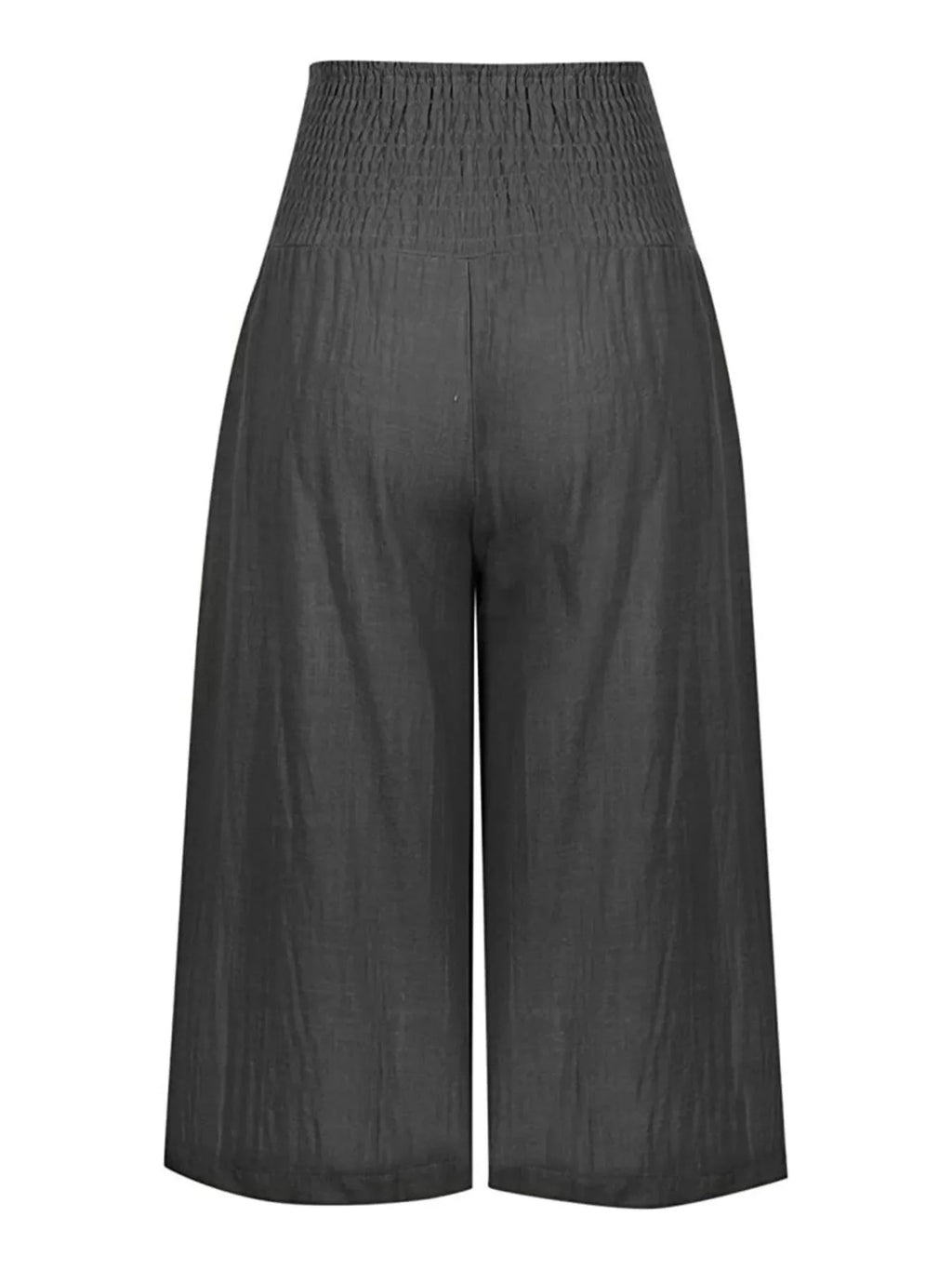 Smocked Wide-Leg Capri Pants