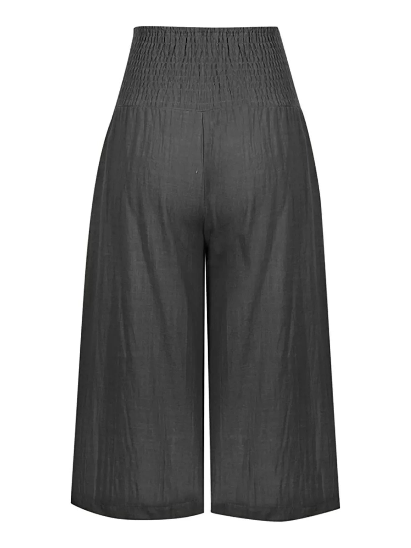 Smocked Wide-Leg Capri Pants