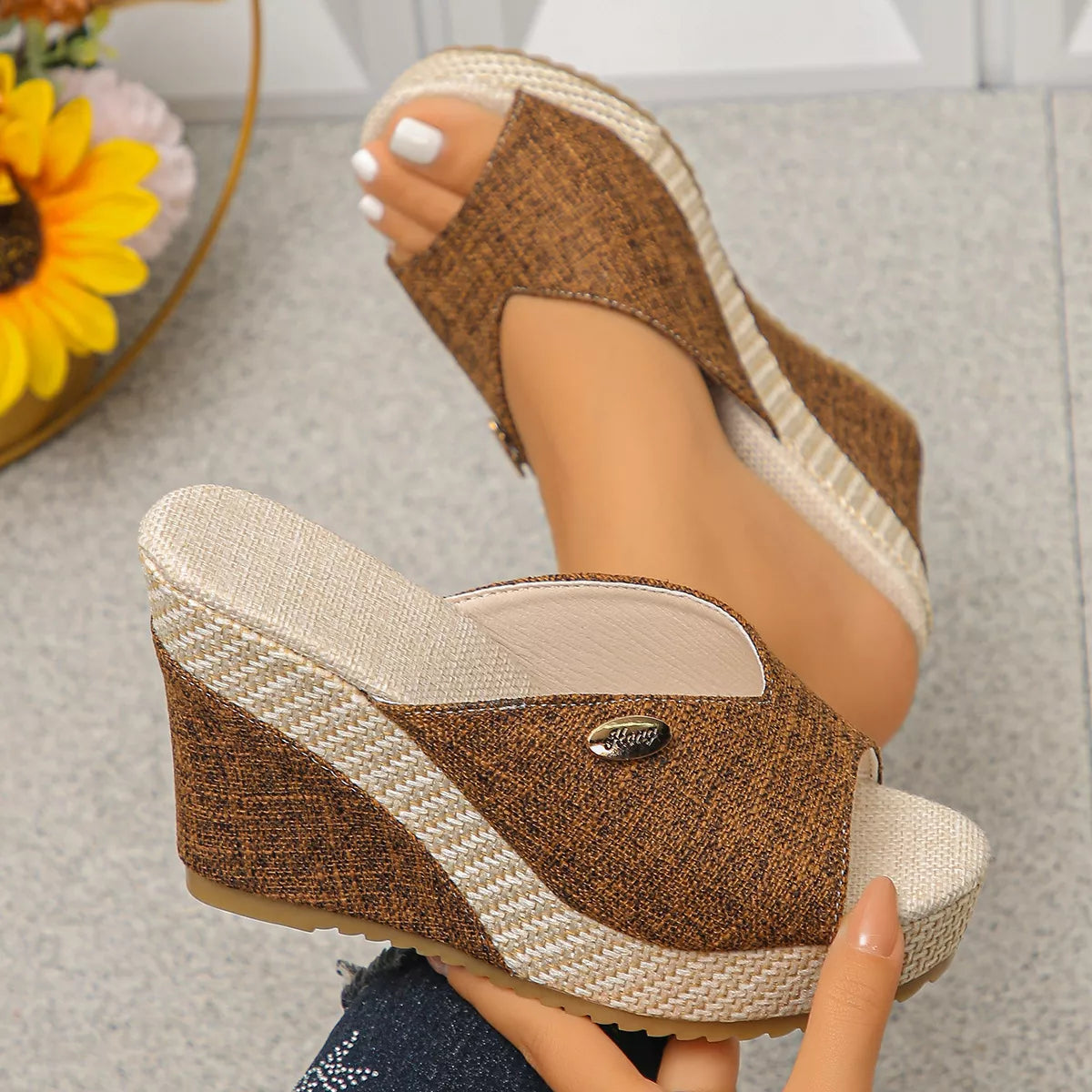 Peep Toe Wedge Sandals