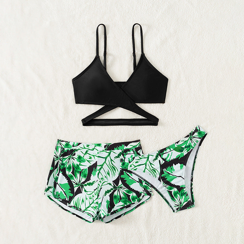 Three-Piece Swimwear Set, Printed Bikini for Girls, Children's Swimwear for Export