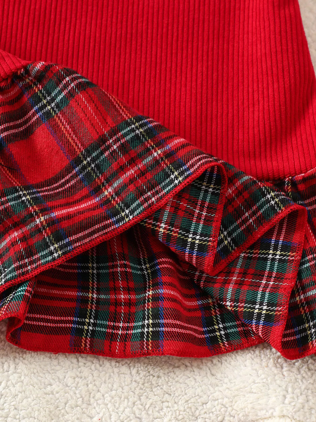 Children's Plaid Hem Corduroy Sleeveless Dress