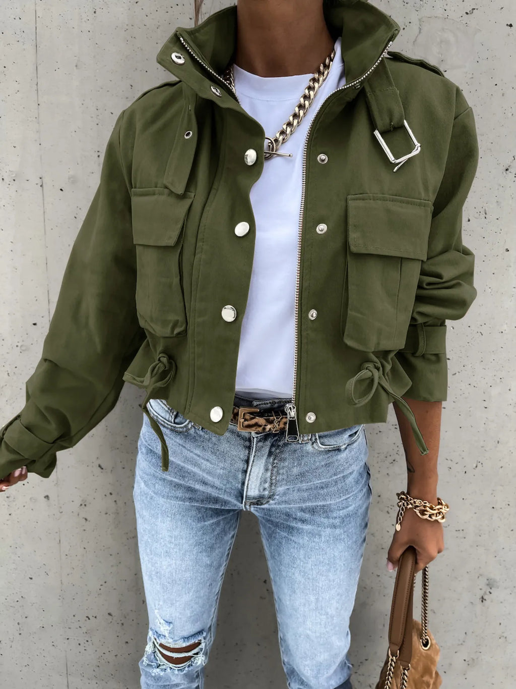 Snap Down Long Sleeve Jacket