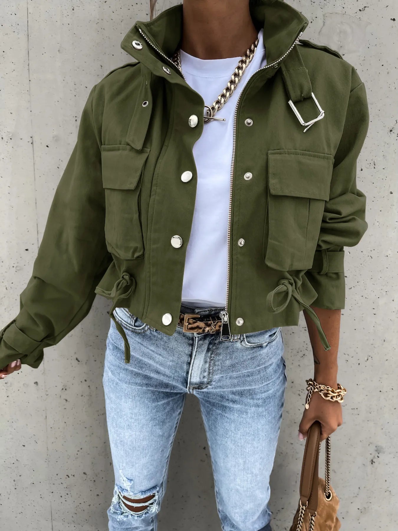Snap Down Long Sleeve Jacket