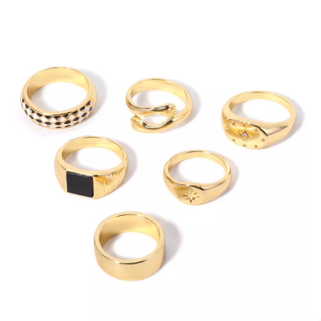 6 Piece 18K Gold-Plated Ring